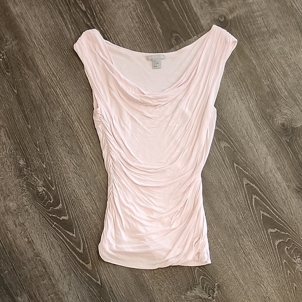 H&M Light Pink Draped Ruched Blouse